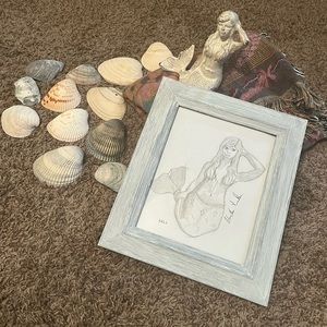 Woven Throw Blanket & Art Decor Mermaid Figure Garden/Shelf Figurine